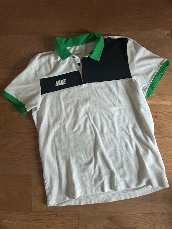 Nike Other - Nike White Polo with Black Chest Panel and Green Trim